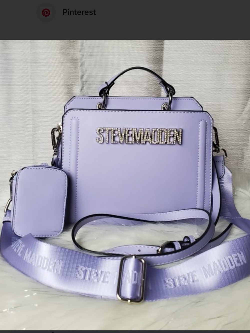 Steve Madden Lavender Boxy Top-Handle Crossbody with Logo Strap